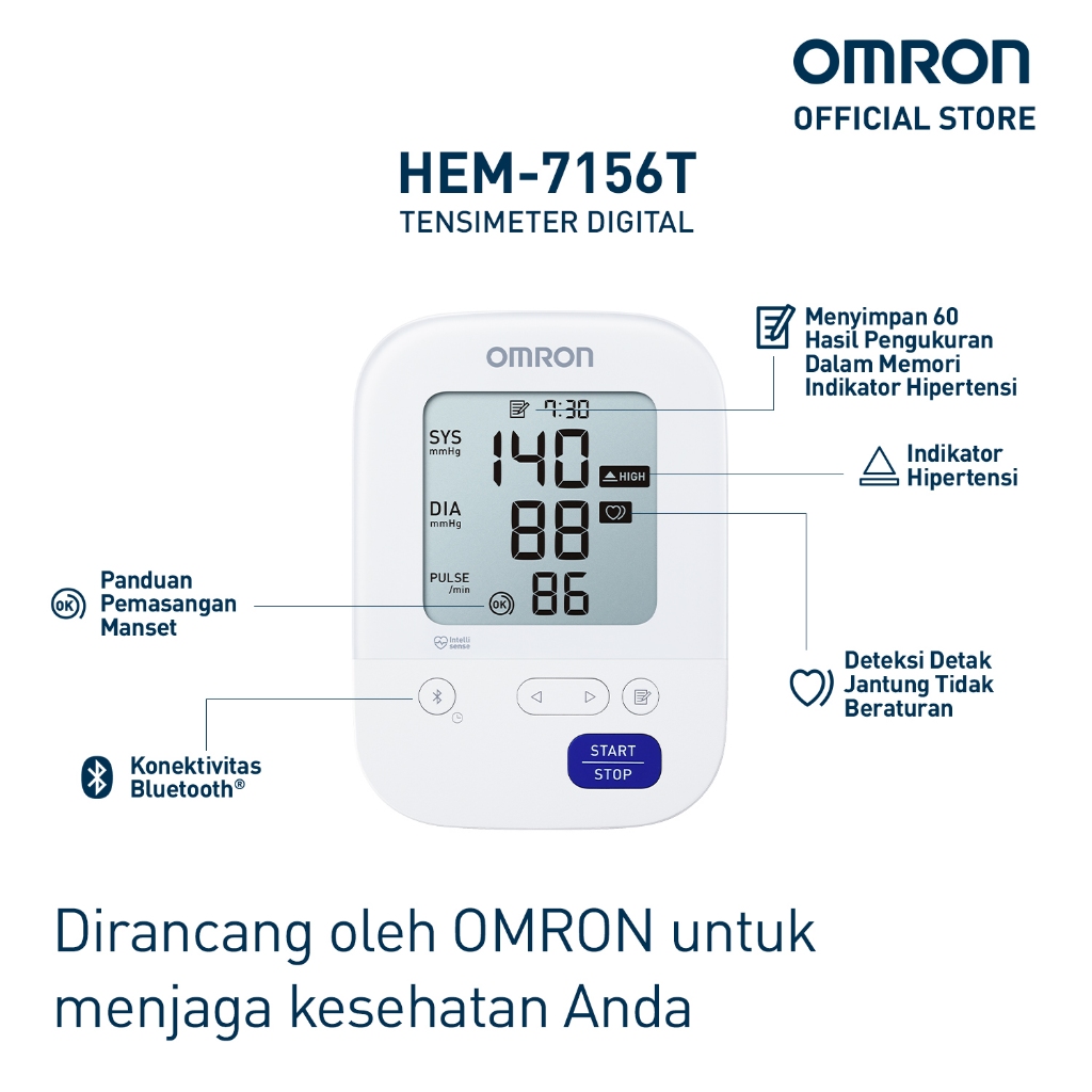 Tensimeter Digital OMRON HEM-7156T Bluetooth IntelliWrap Manset L 22-42cm Foto 3