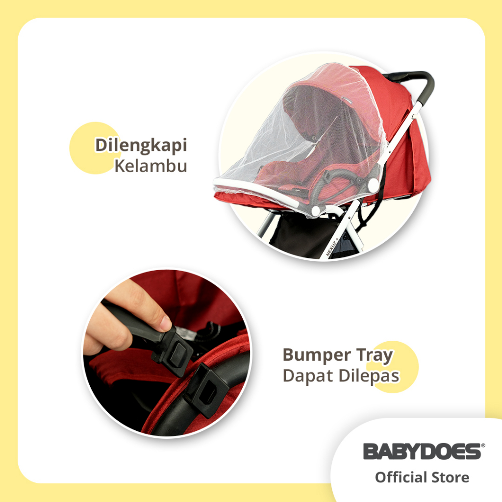 Babydoes Nexuz+ Stroller Compact Kereta Bayi Newborn Sampai 36 Bulan Dilipat Satu Tangan Foto 5