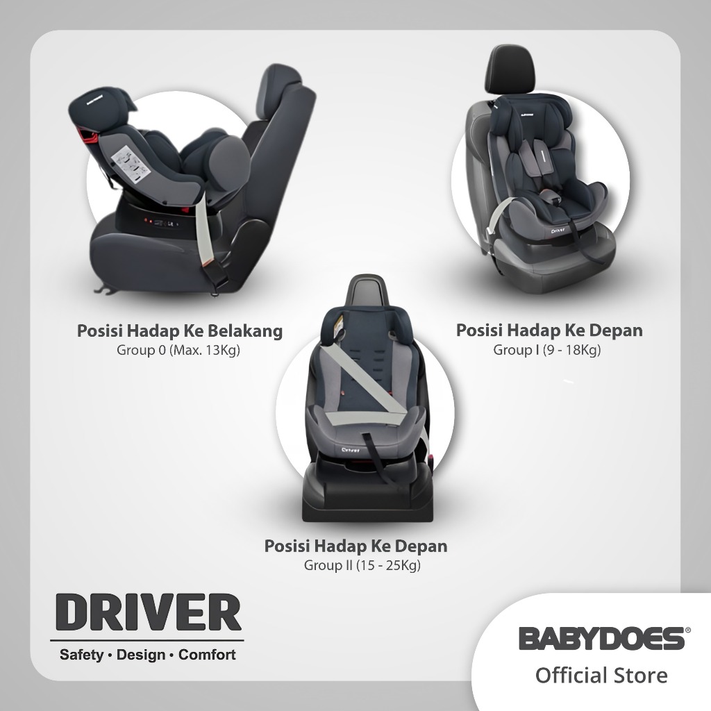 Car Seat Bayi Babydoes Driver Group 0+/I/II Sabuk 5 Titik Hingga 25 Kg Foto 3