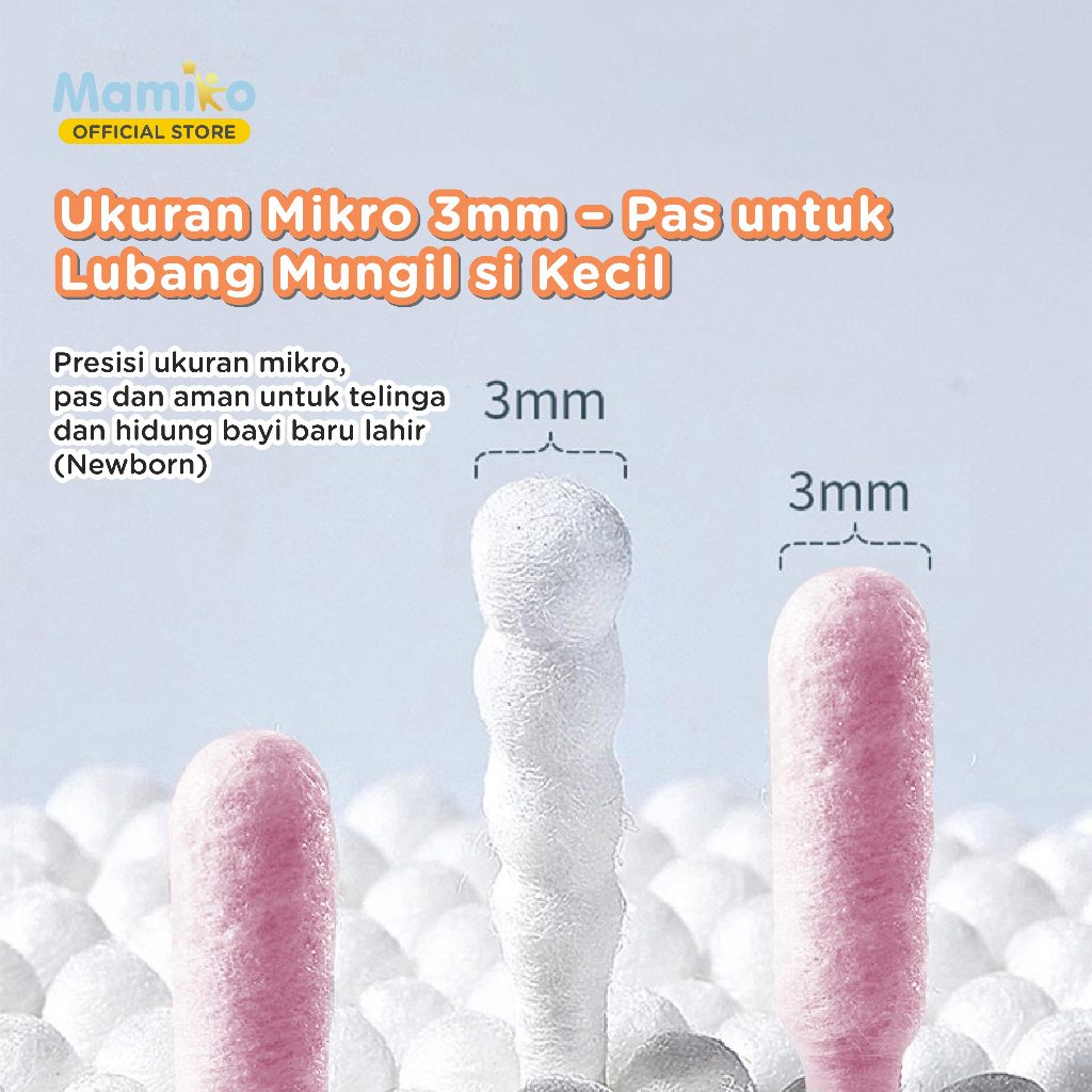 Mamiko Baby Cotton Buds 2in1 Spiral Head & Sticky Tip - Cotton Bud Bayi Foto 3