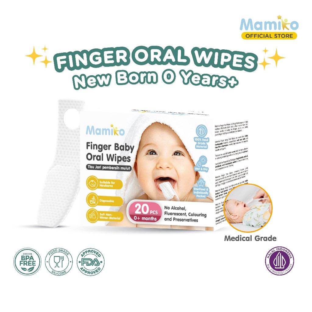 Mamiko Finger Baby Oral Wipes 30 & 50 Pcs Pembersih Lidah Gusi Bayi Baru Foto 6