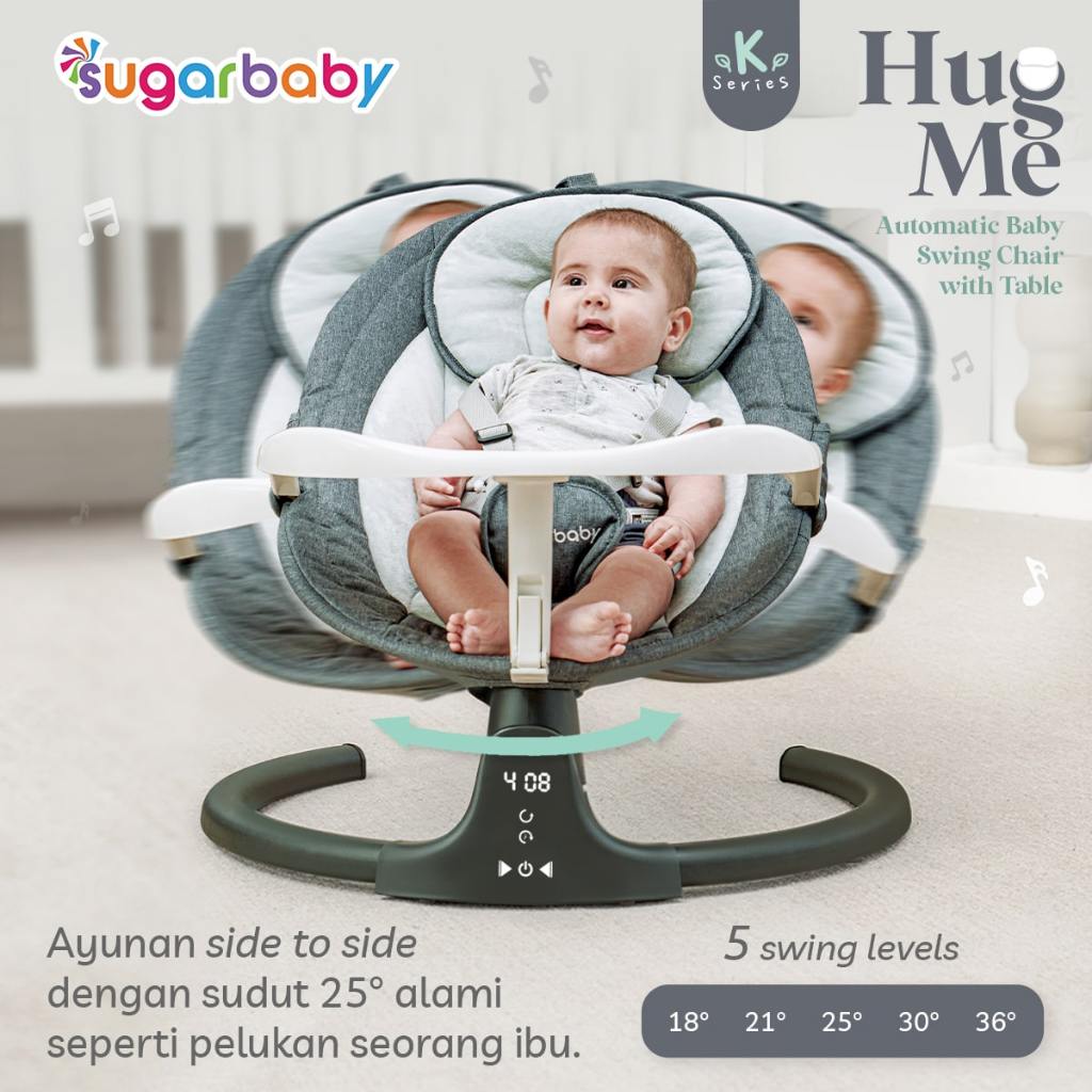 Sugarbaby HUG ME K Series Ayunan Bayi Otomatis Swing Chair Side to Side Bluetooth Foto 3