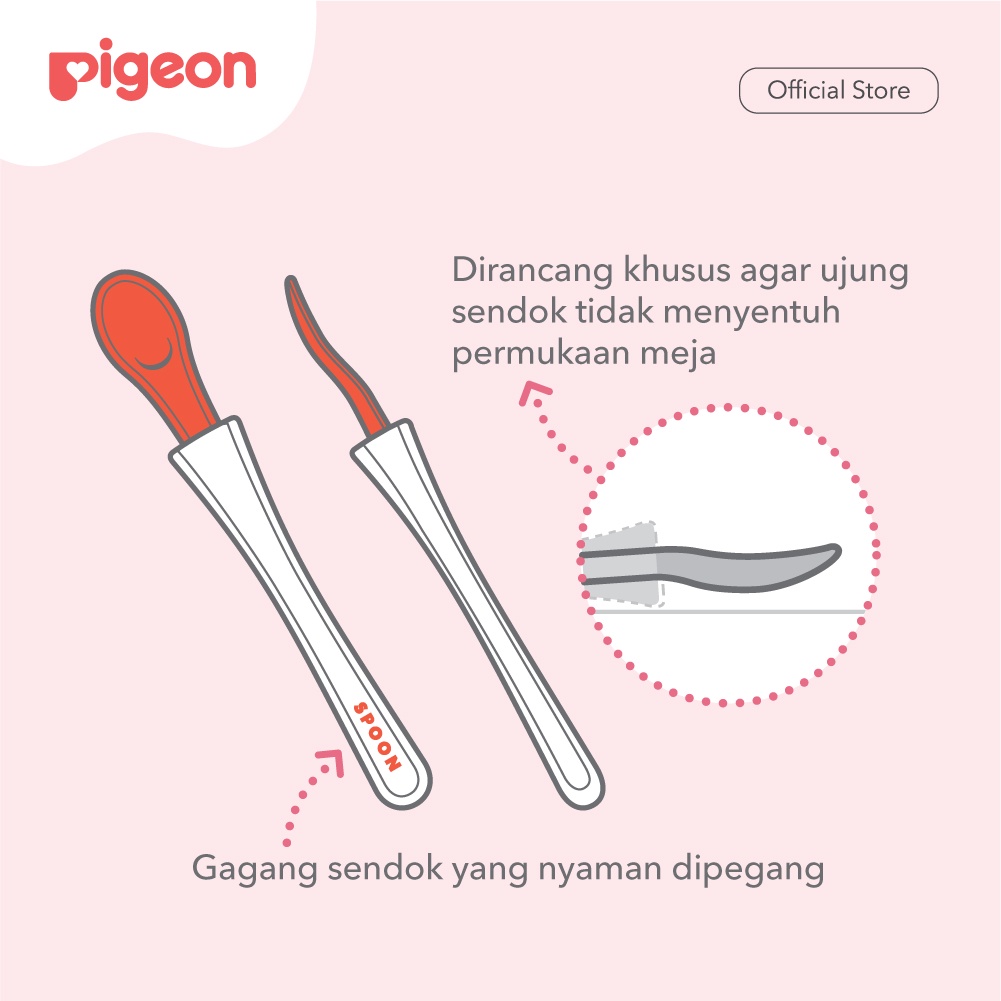 PIGEON Weaning Spoon Set 2 Pcs Sendok MPASI Bayi Desain Ergonomis BPA Free Foto 3
