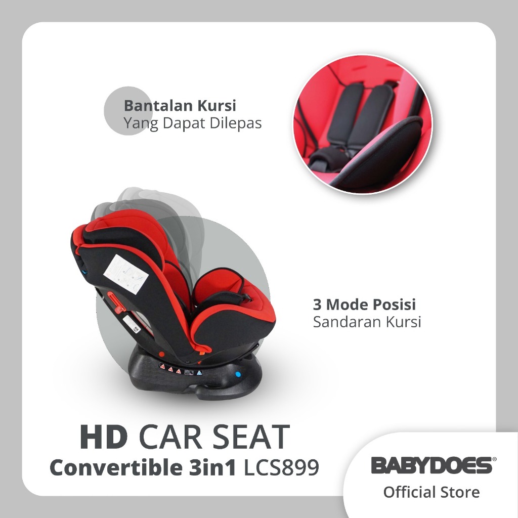 Carseat Babydoes Convertible 3in1 LCS899 Happy Dino 5-Point Harness Reclining Foto 3