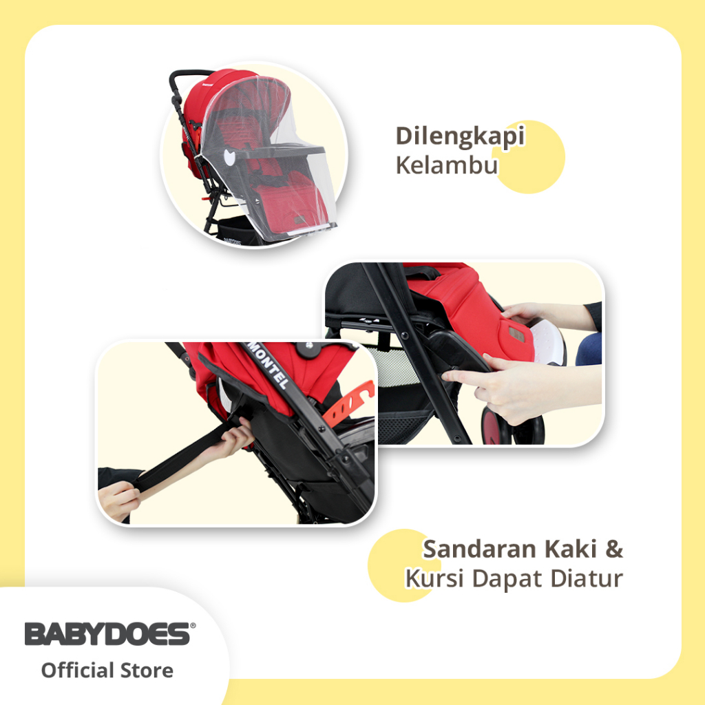 Stroller Babydoes Montel Reversible Handle Mode Dilipat Mudah Newborn 20kg Foto 3