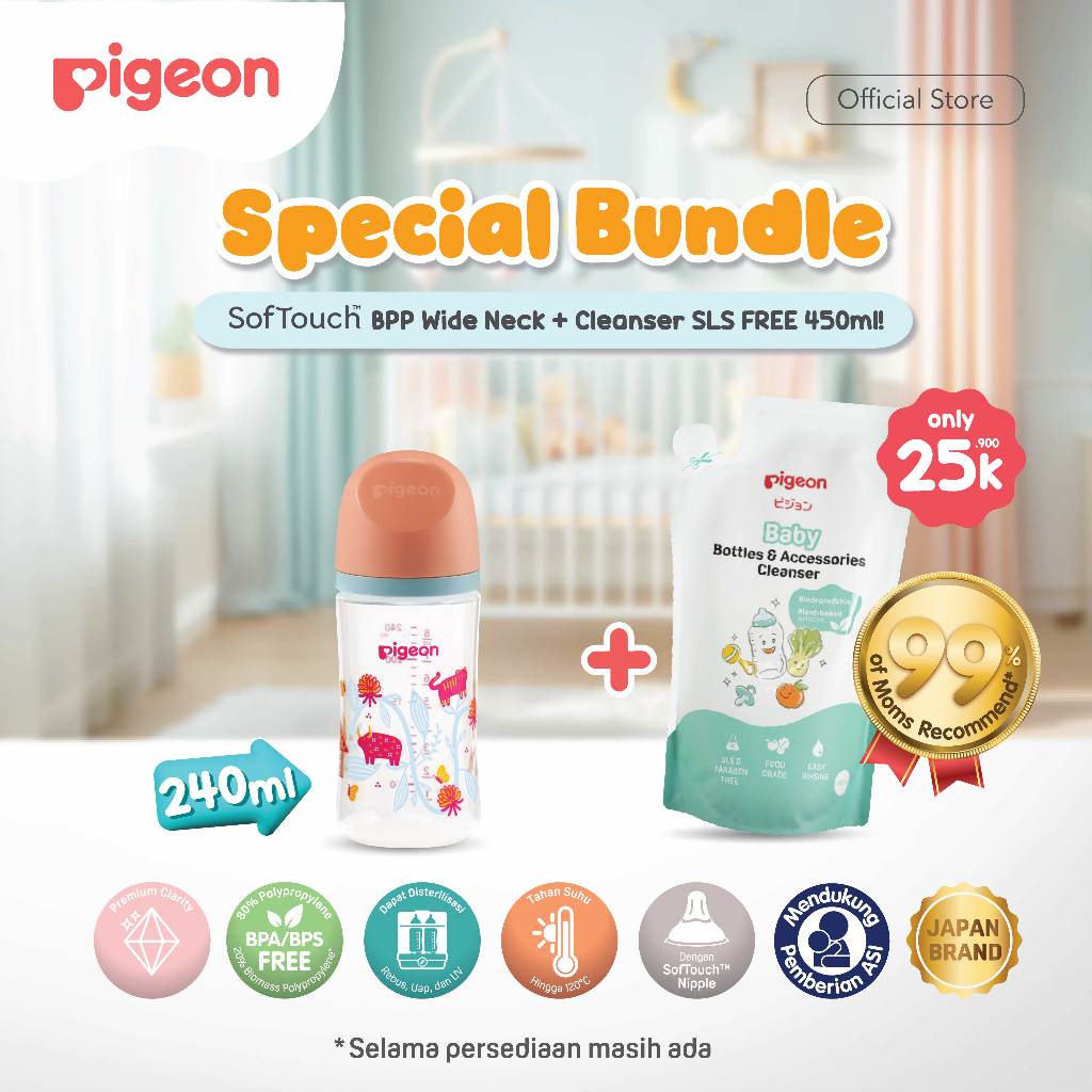 Botol Susu Bayi Pigeon BPP Wide Neck Batik Gunungan 160ml Anti Kolik dengan SofTouch Foto 8