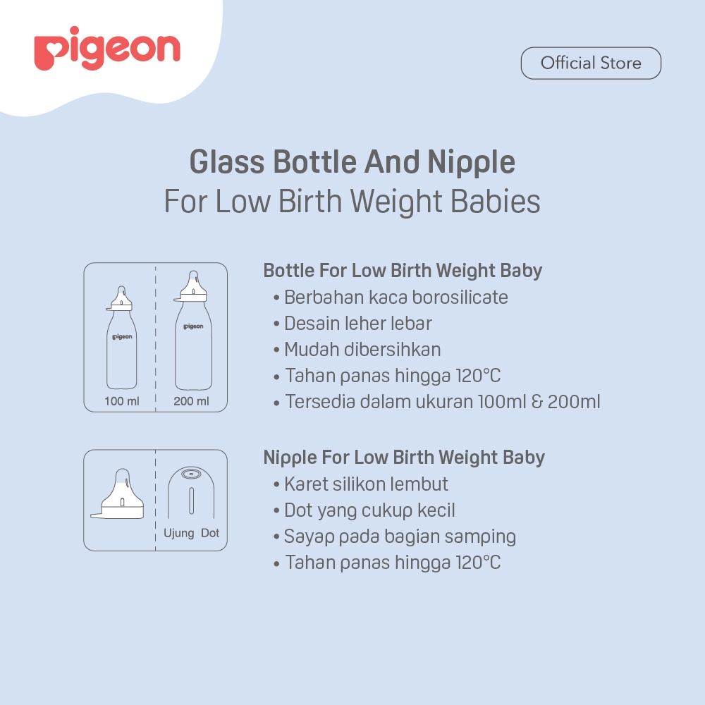 Botol Susu Kaca Pigeon Borosilicate untuk Bayi Prematur & Berat Lahir Rendah Foto 3