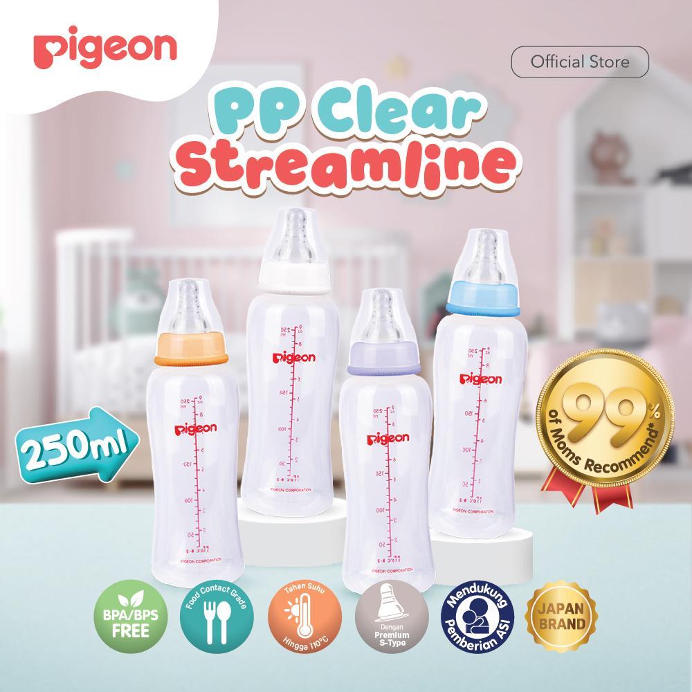 Botol Susu Pigeon Slim Neck PP 250ml BPA Free Anti Kolik Dot Peristaltic Size