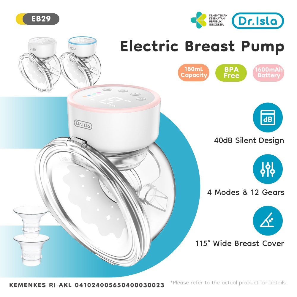 Dr.isla Pompa ASI Elektrik EB29 Single Handsfree Rechargeable 4 Mode 12 Kecepatan
