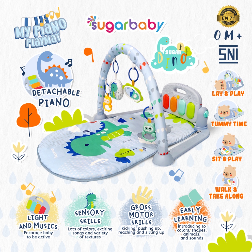 SUGAR BABY My Piano Playmat Baby Gym 4 Tahap Main Musik Lampu Mainan Gantung Foto 6