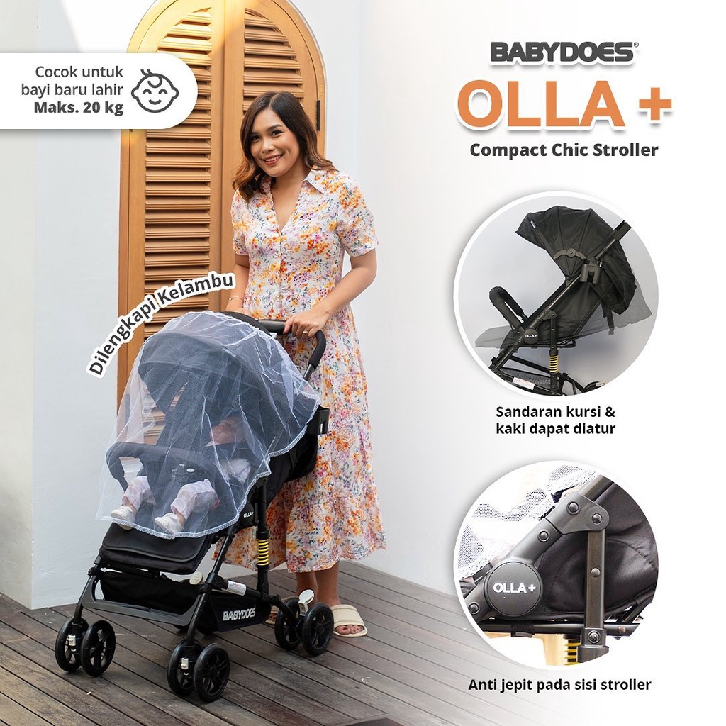 Babydoes Olla+ Stroller Bayi 20kg Newborn Lightweight dengan Shock Breaker Foto 3