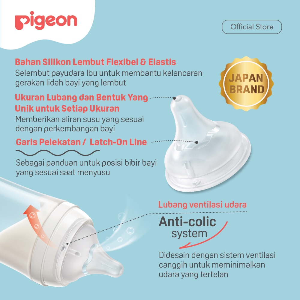Pigeon Softouch Silicone Nipple Dot Wide Perlekat 1pc Anti Kolik AVS Food Grade Foto 2