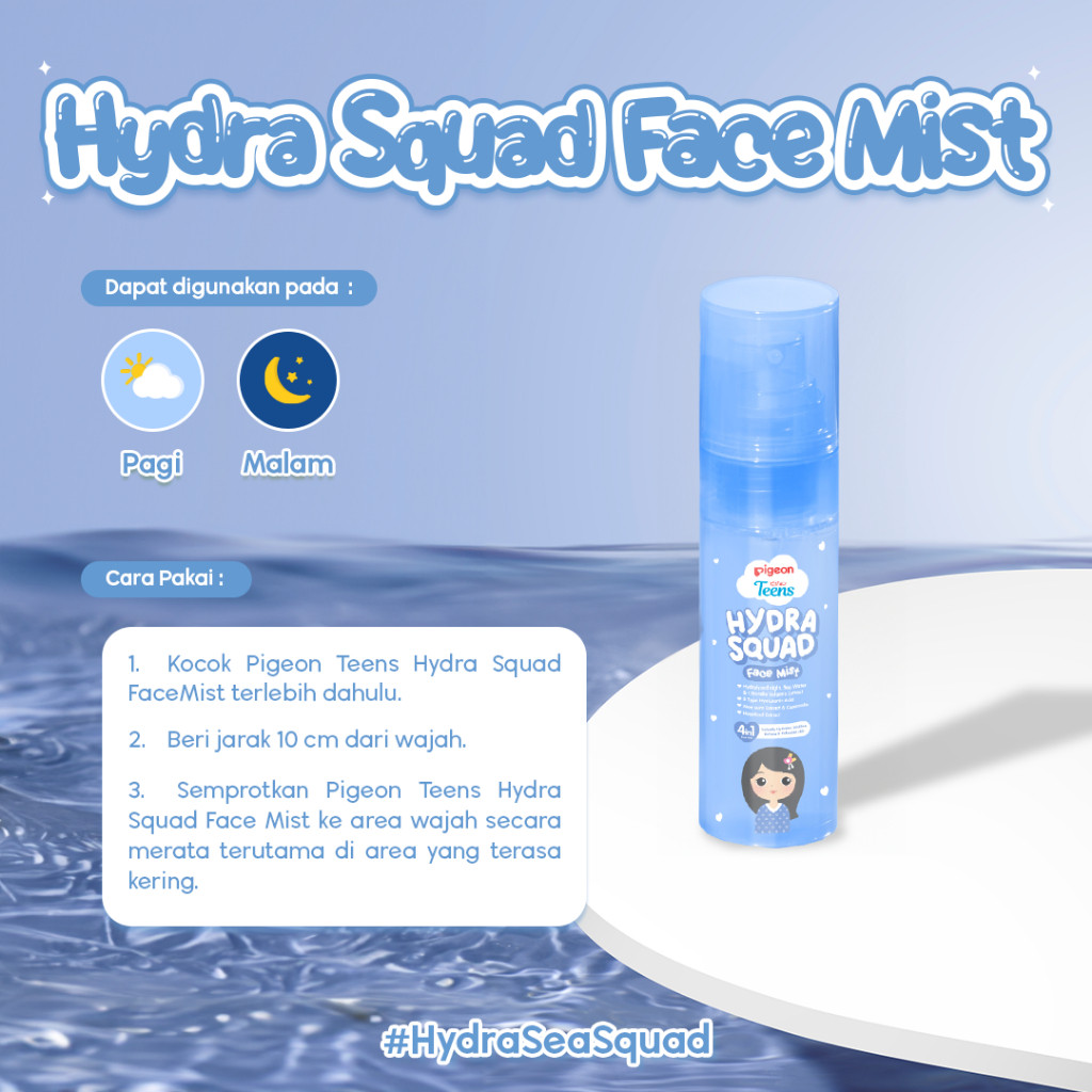 Pigeon Teens Hydra Squad Face Mist 50ml Skincare Remaja Ekstra Melembapkan Hyaluronic Acid Foto 4