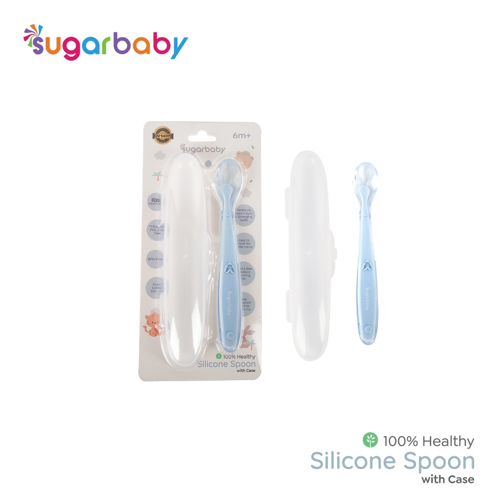 Sugarbaby Healthy Silicone Spoon 2 Set 1 Sendok Dengan Case BPA Free Food Grade Foto 8