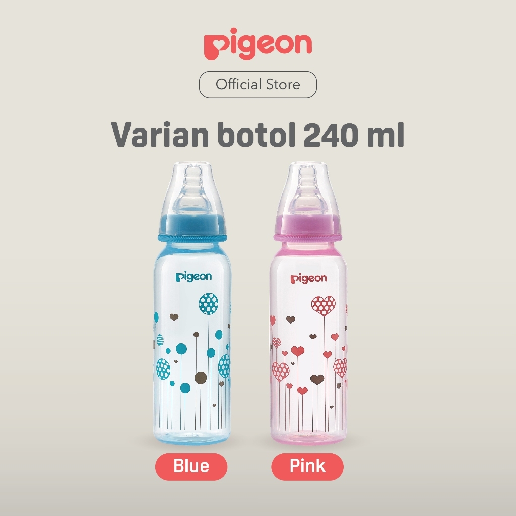 Botol Susu Pigeon PP Clear 240ml Dot S-Type Peristaltic Slim Neck Anti Kolik Foto 2