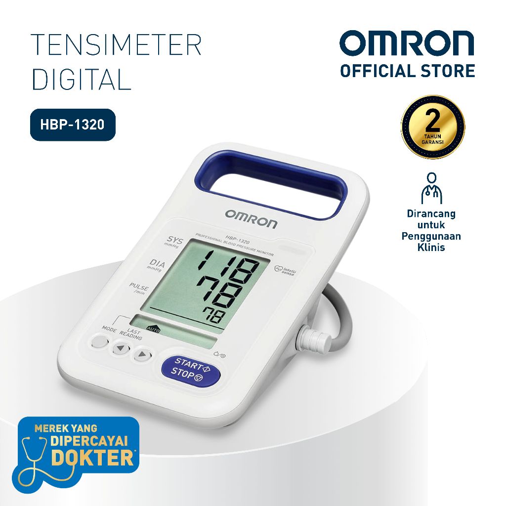 Omron Tensimeter Digital Profesional HBP 1320 AP Dual Mode Pengukuran Manset Lengkap