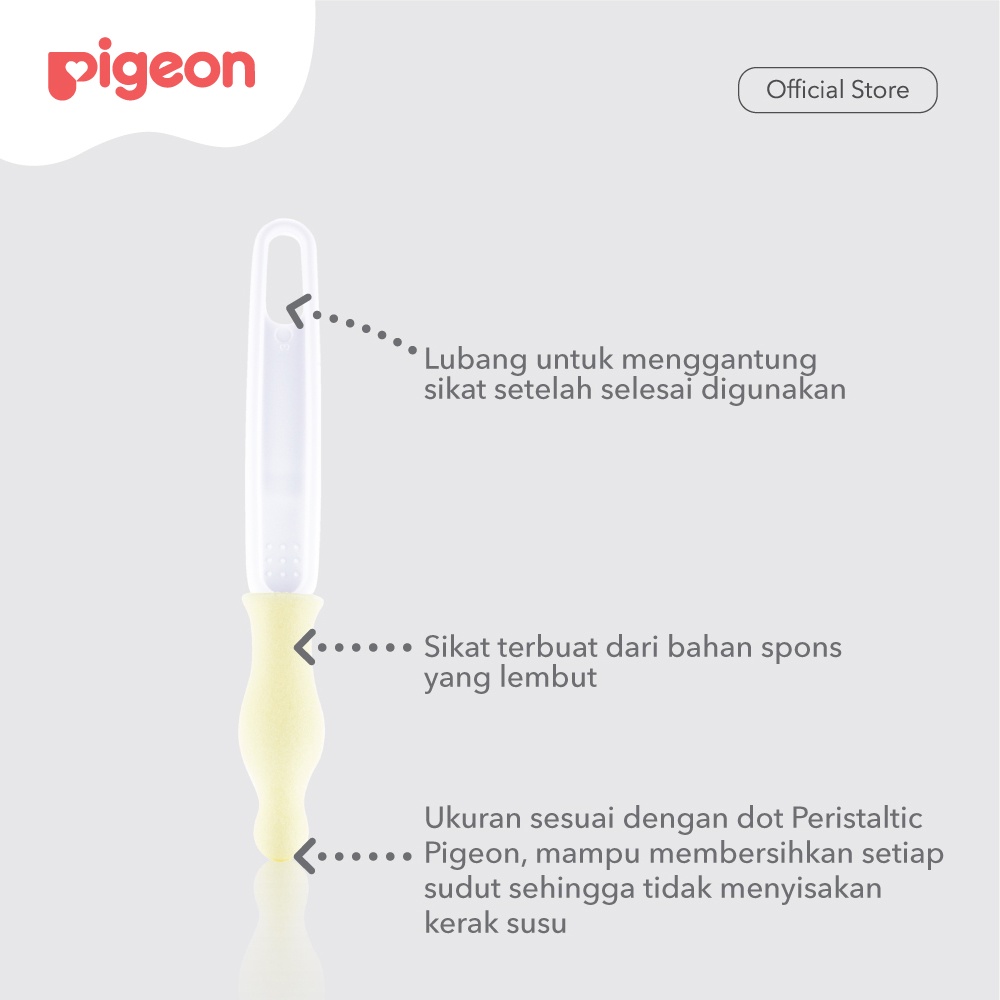 Sikat Pembersih Dot Pigeon Peristaltic Original untuk Botol Susu Bayi 2 pcs Foto 3