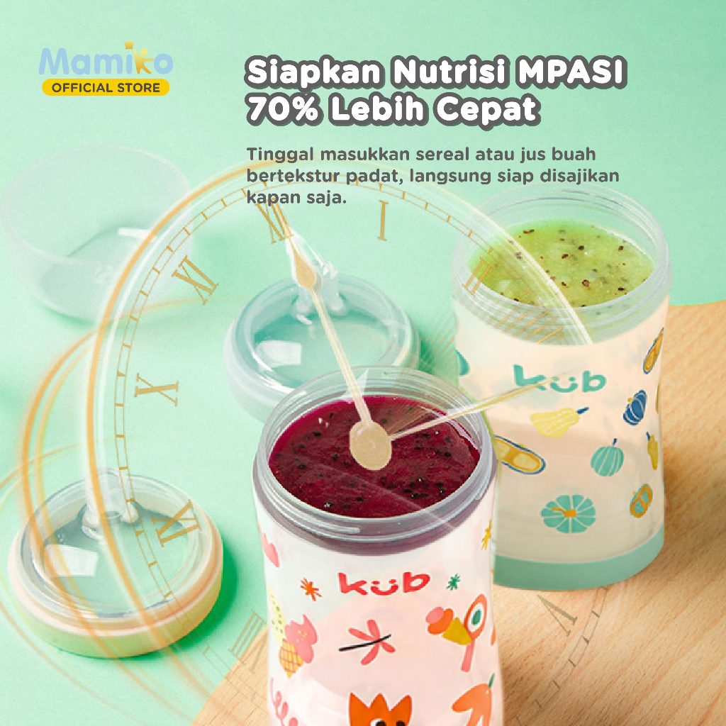 KUB Mamiko Cereal Nursing Bottle 180ml Botol MPASI Bayi dengan Sistem Tekanan Bawah Foto 3