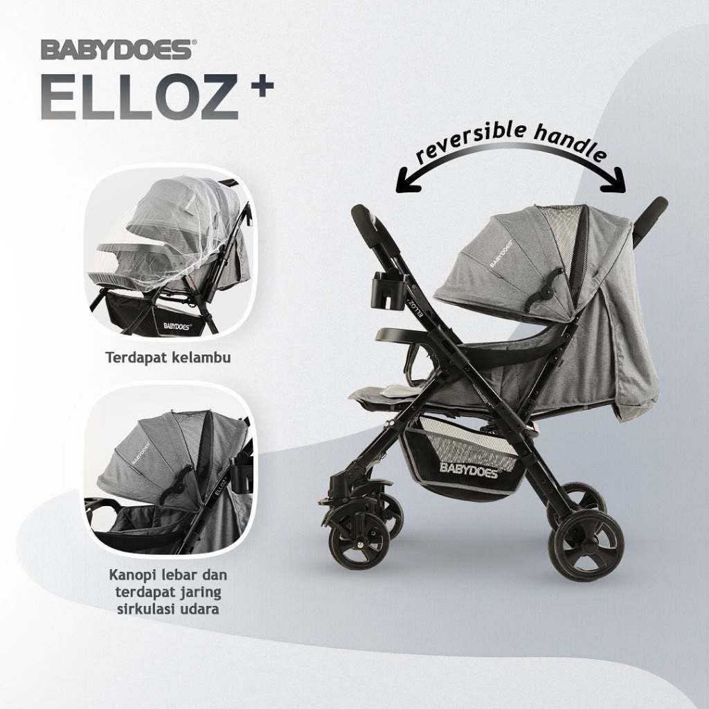 Stroller Babydoes Elloz+ Reversible Handle Kanopi Lebar Newborn hingga 20kg Foto 4