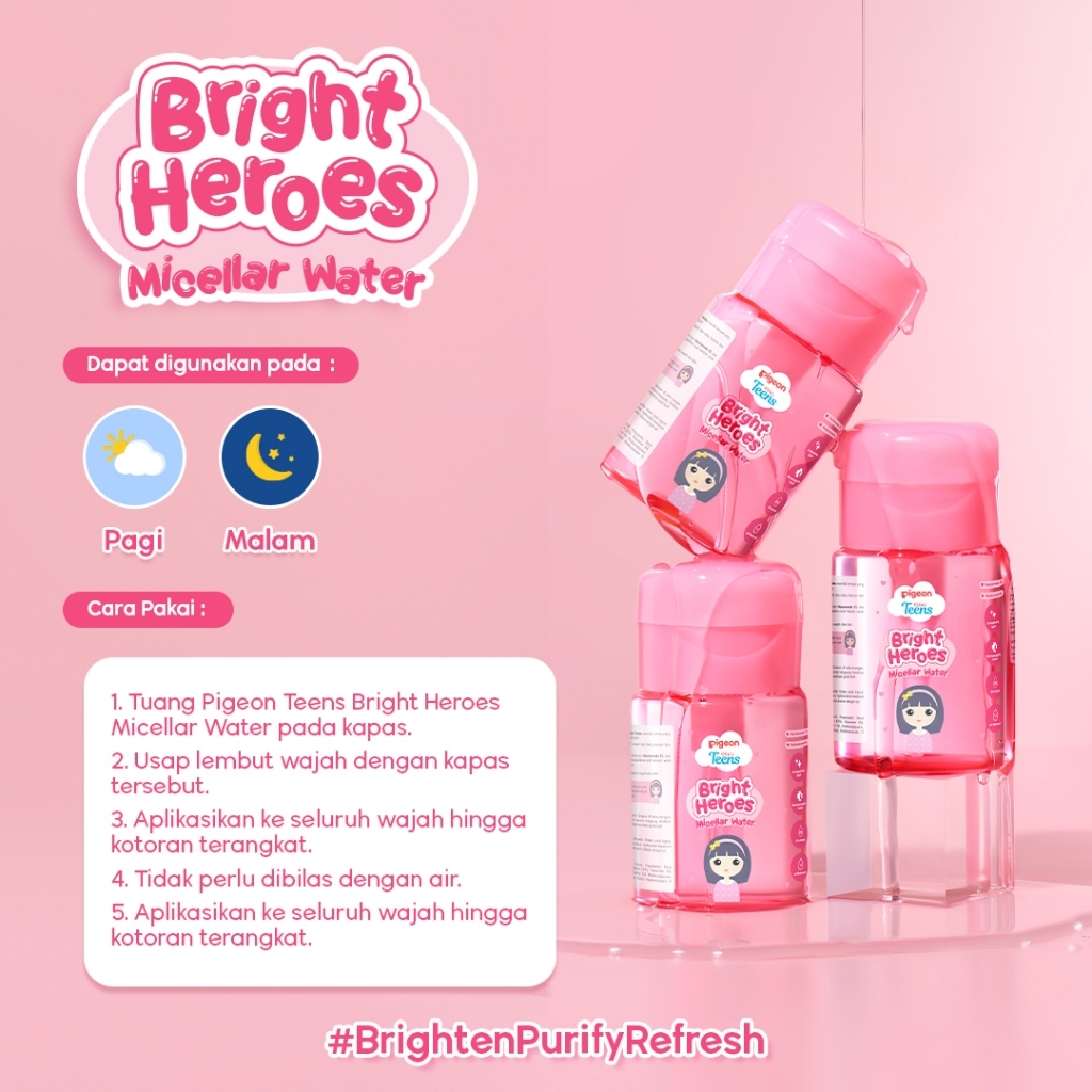 Pigeon Teens Bright Heroes Micellar Water 100 ml Niacinamide 5% Double Cleansing Foto 5