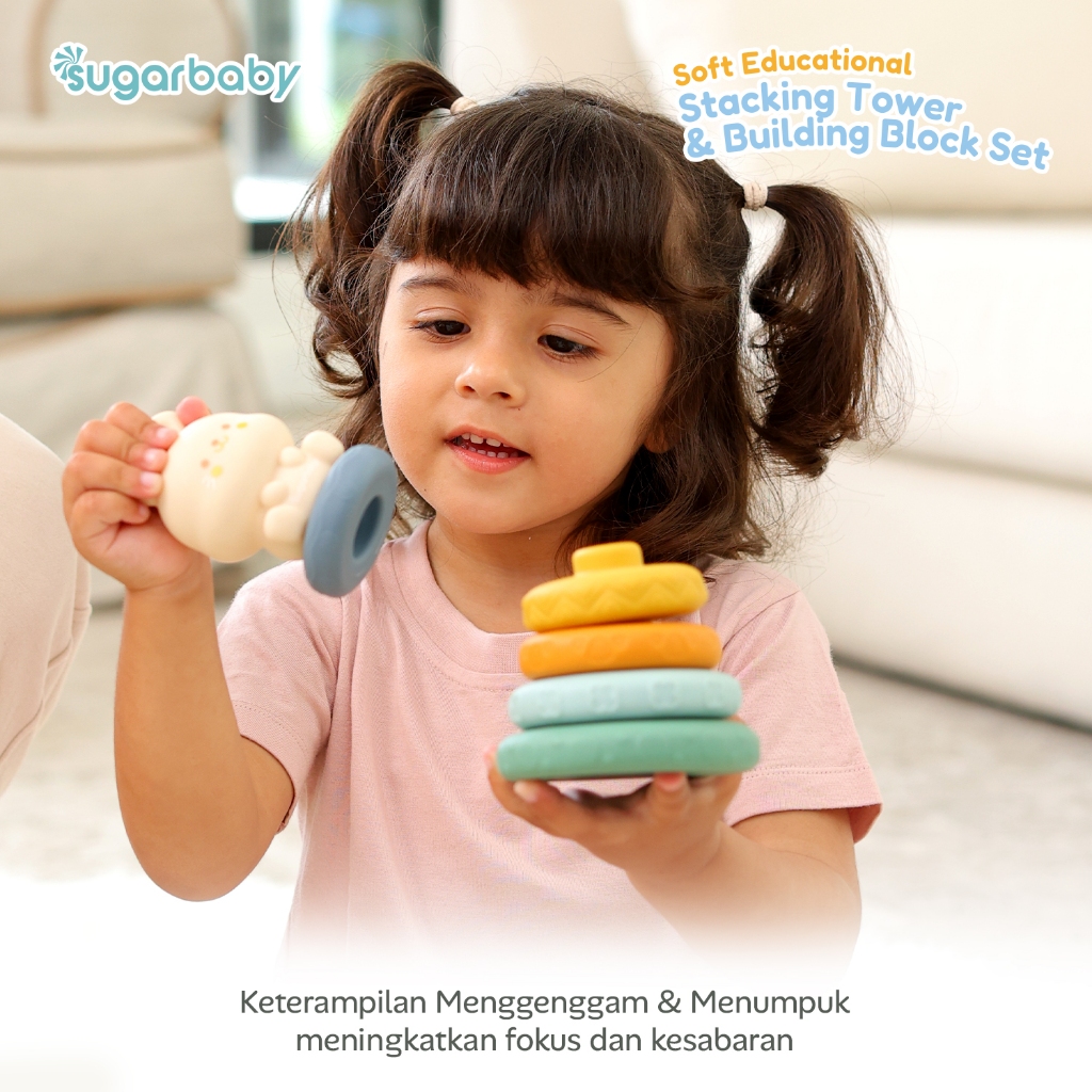Mainan Edukasi Bayi Sugarbaby Soft Stacking Tower & Block Set PVC BPA Free Foto 3