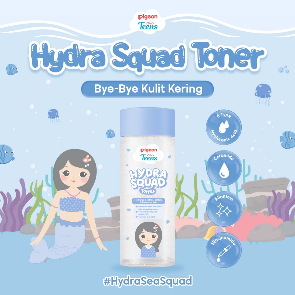 Pigeon Teens Hydra Squad Toner 100ml Skincare Remaja Ekstra Melembapkan Hyaluronic Acid & Ceramide