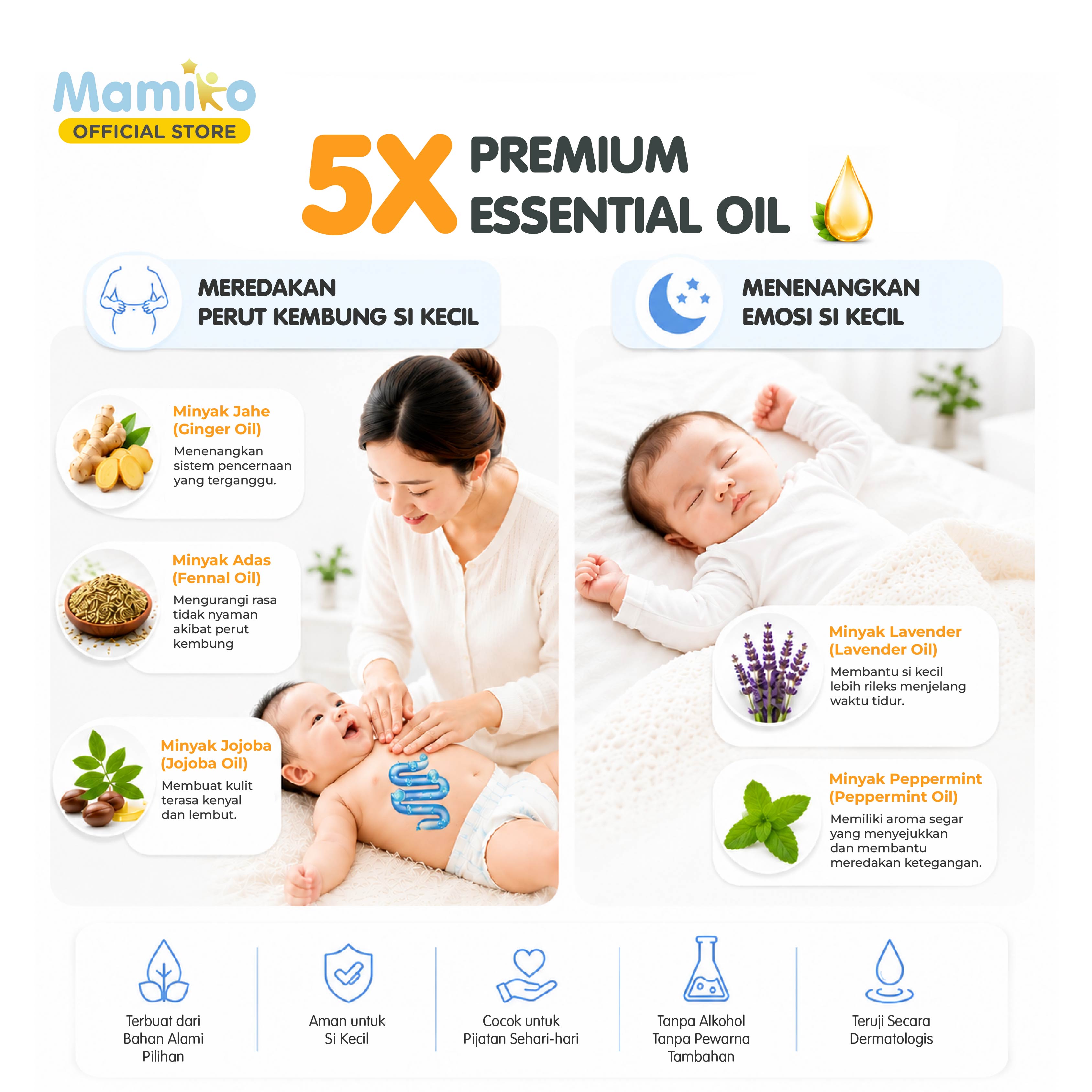 Mamiko Baby Calming Rub Cream 30g Krim Penghangat Aman untuk Bayi Baru Lahir Foto 7