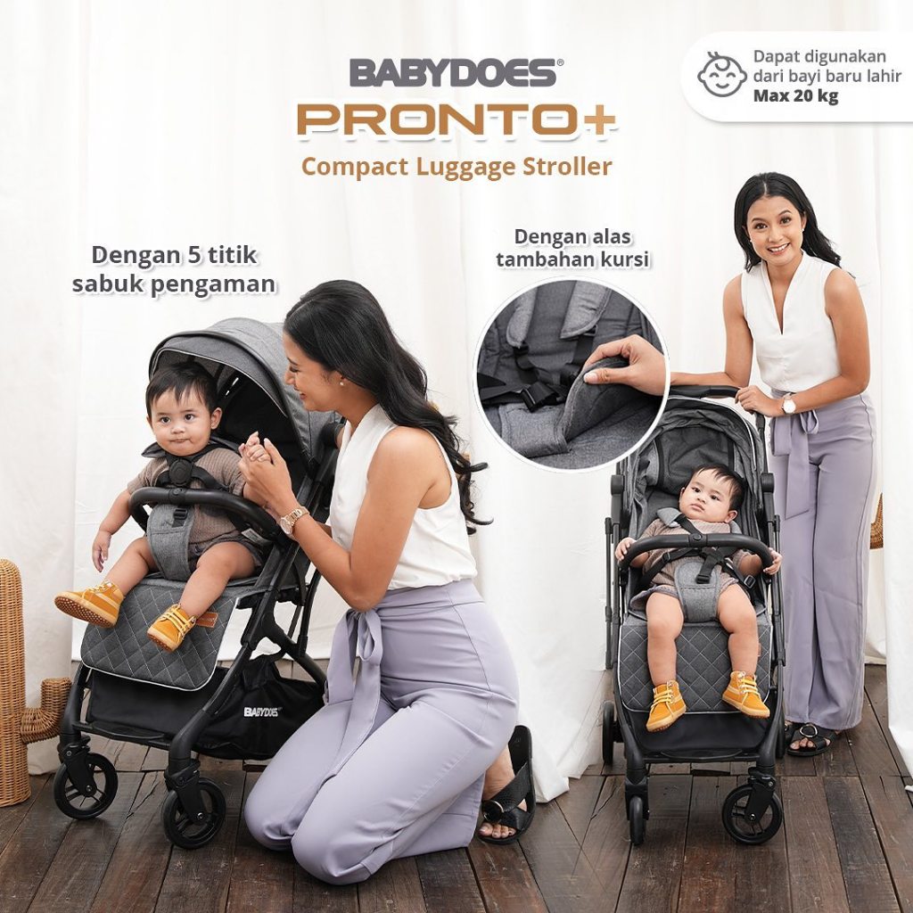 Babydoes Pronto+ Stroller Travel Ringan 7kg Compact Ditarik Seperti Koper Foto 4
