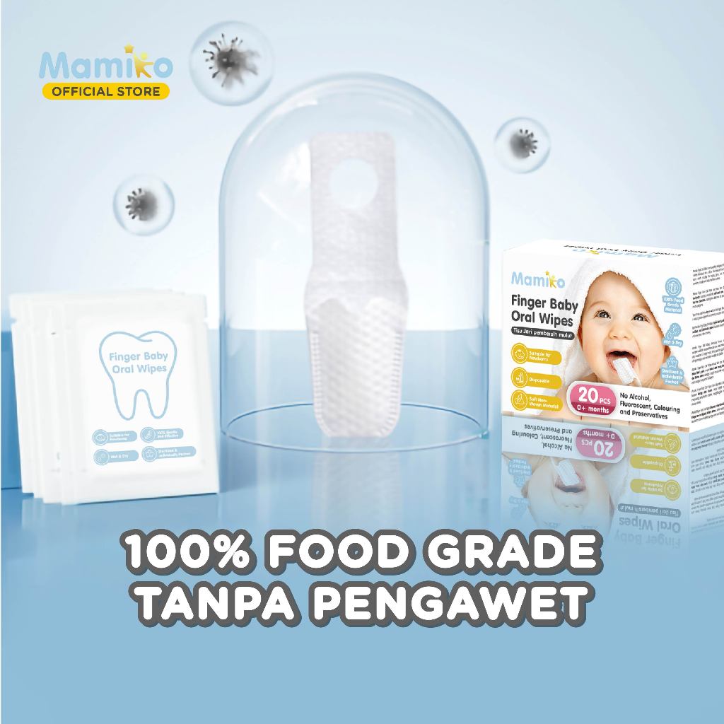 Mamiko Finger Baby Oral Wipes 20 Pcs Kain Pembersih Lidah Gigi Gusi Bayi Foto 2