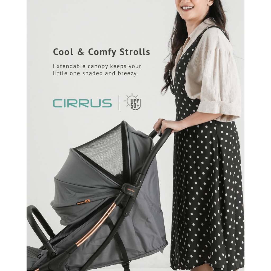 Babydoes Cirrus Stroller Compact Lux Gold Chassis Kanopi UPF50+ Sandaran Adjustable Foto 4
