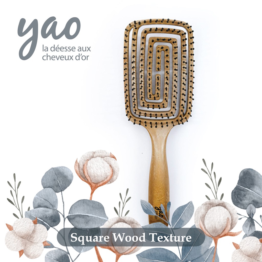 Sisir Rambut Yao Square Wood Texture Anti Rontok Buatan Korea Selatan Foto 2