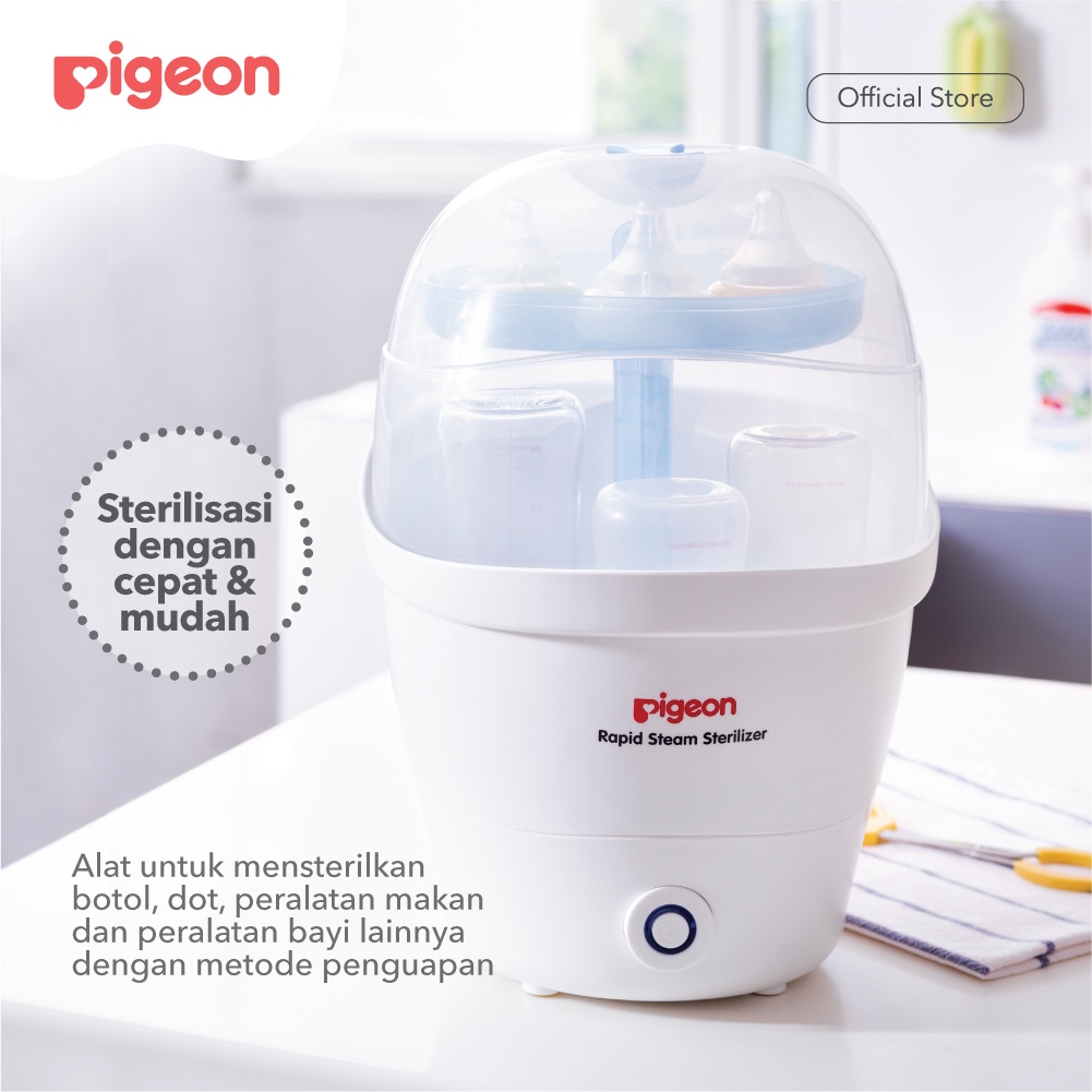 PIGEON Rapid Steam Sterilizer Alat Steril Botol Susu Bayi 5 Botol Auto Switch Off Foto 2