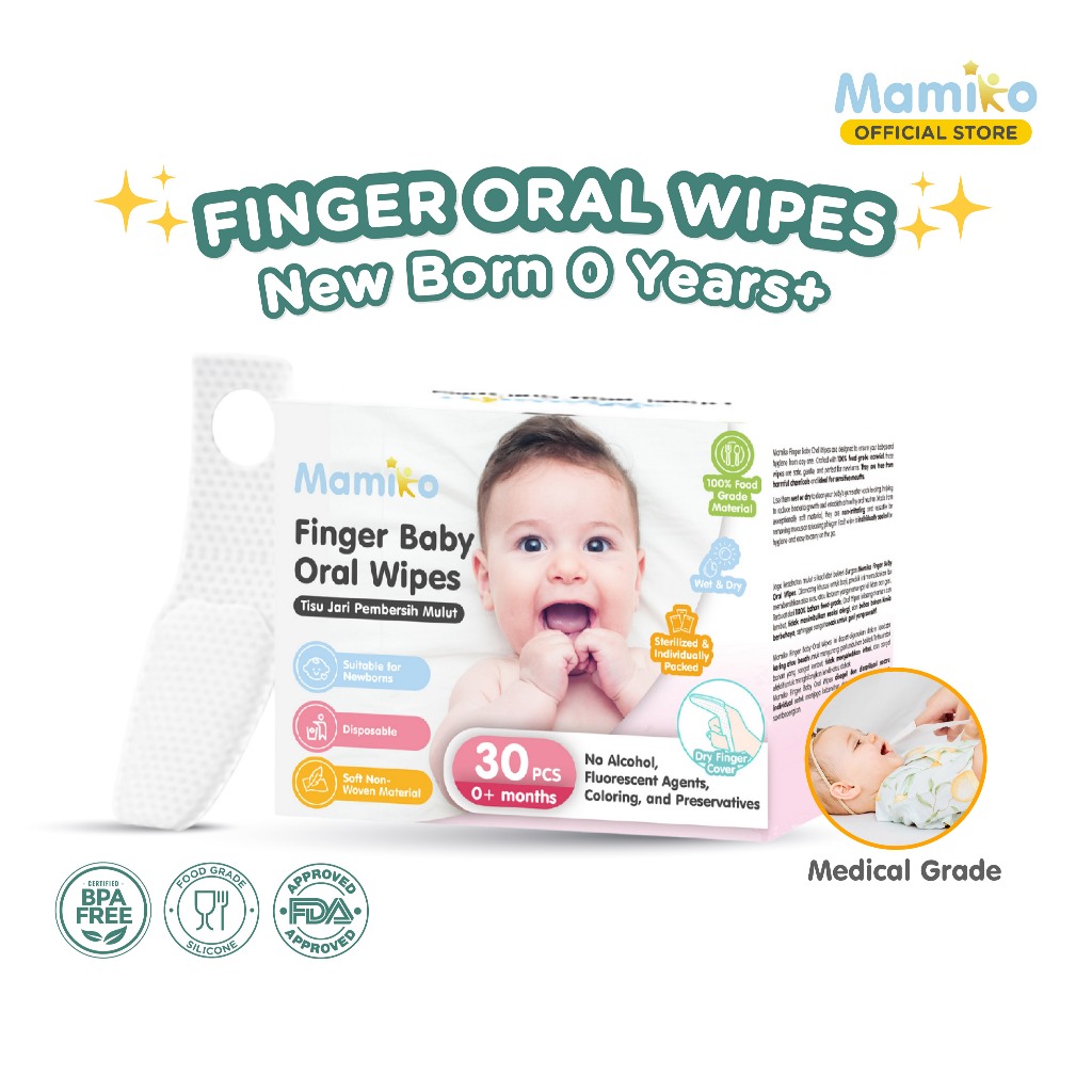 KUB x Mamiko Baby Oral Cleaner 30 PCS Steril 100% Cotton Pembersih Lidah Gusi Foto 8