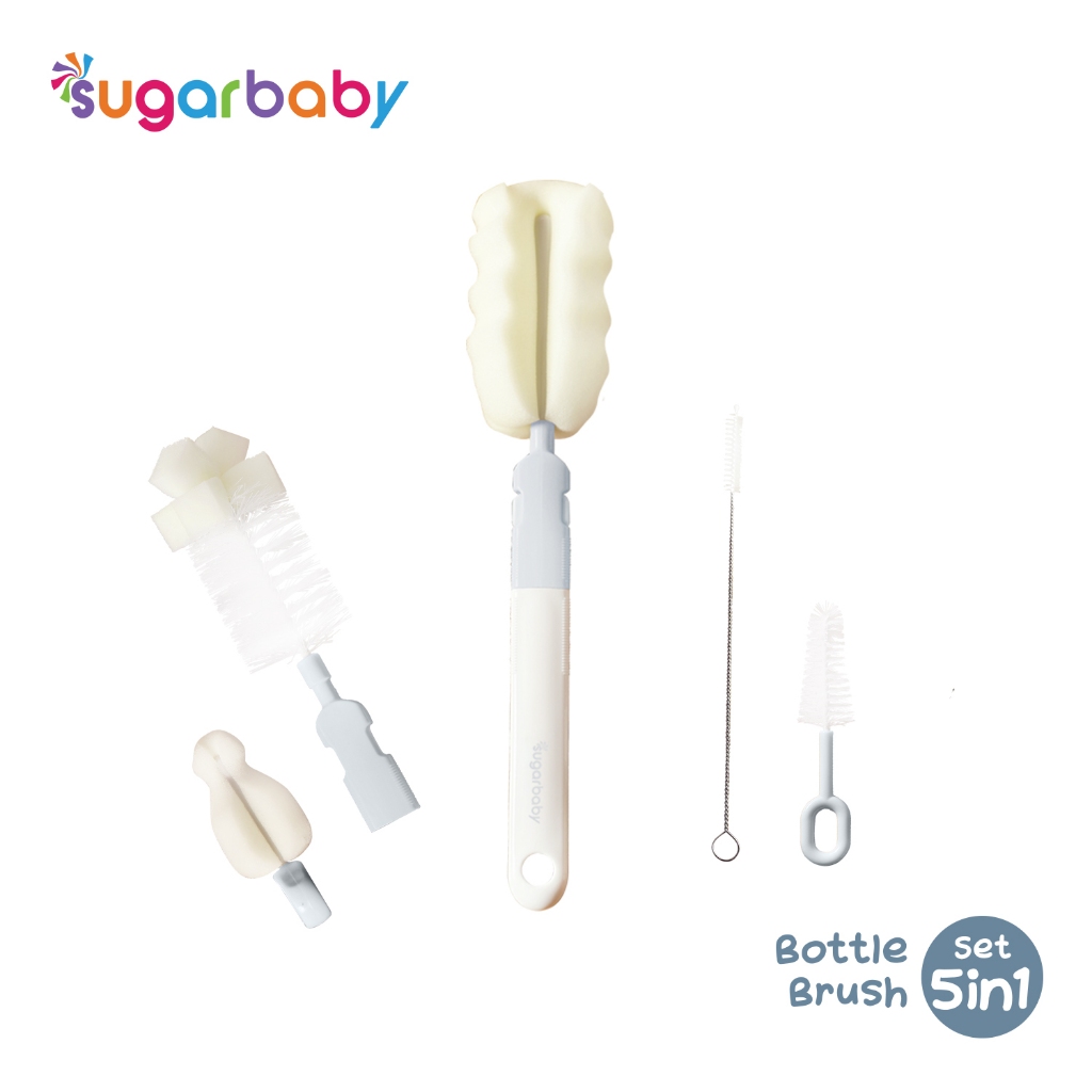 Sugarbaby Bottle Brush Set 5in1 Sikat Botol Susu Bayi Multifungsi dengan Pegangan Lepas Pasang Foto 5
