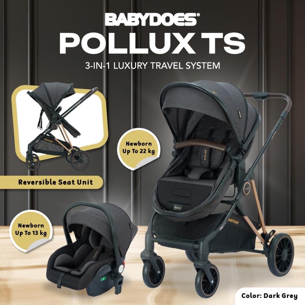 Stroller Bayi Babydoes Pollux TS 3 in 1 Reversible dengan Infant Carrier Car Seat Foto 5