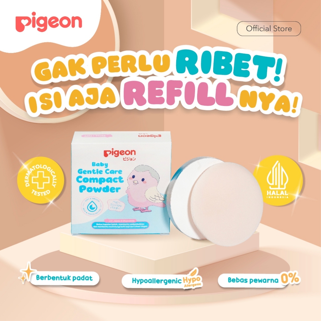 Pigeon Baby Compact Powder Chamomile 45gr dengan Refill Bedak Padat Bayi Anti Alergi Foto 2