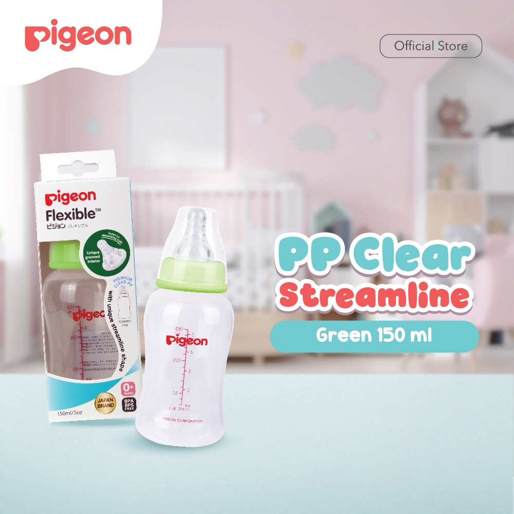 Botol Susu Pigeon Slim Neck PP Clear Streamline 150ml Dot Peristaltic S Anti Kolik Foto 7