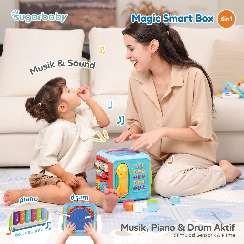Mainan Edukasi Sugarbaby Magic Smart Box 6in1 Montessori Busy Box Sensorik & Motorik Bayi Foto 7