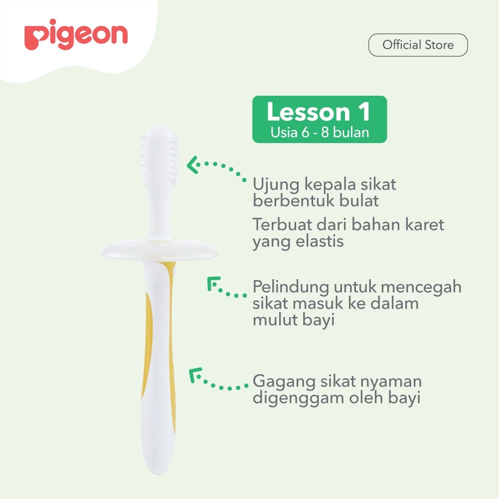 Pigeon Training Toothbrush Lesson Set 1-4 Sikat Gigi Bayi Tahap Pertama Foto 3