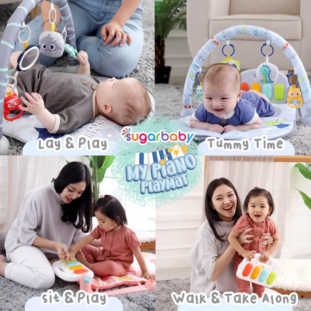 SUGAR BABY My Piano Playmat Baby Gym 4 Tahap Main Musik Lampu Mainan Gantung Foto 5