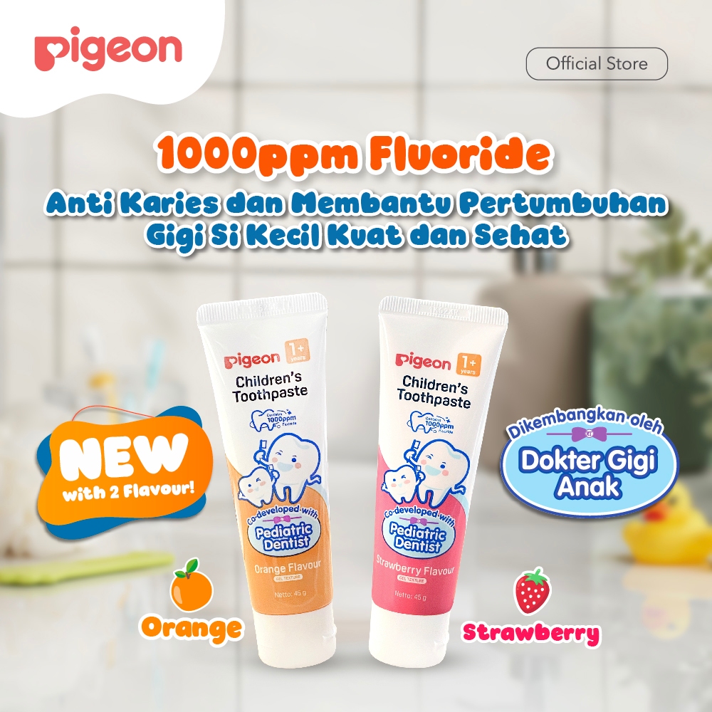 Pigeon Children's Toothpaste Pasta Gigi Anak Fluoride 1000 ppm Rasa Strawberry 45g