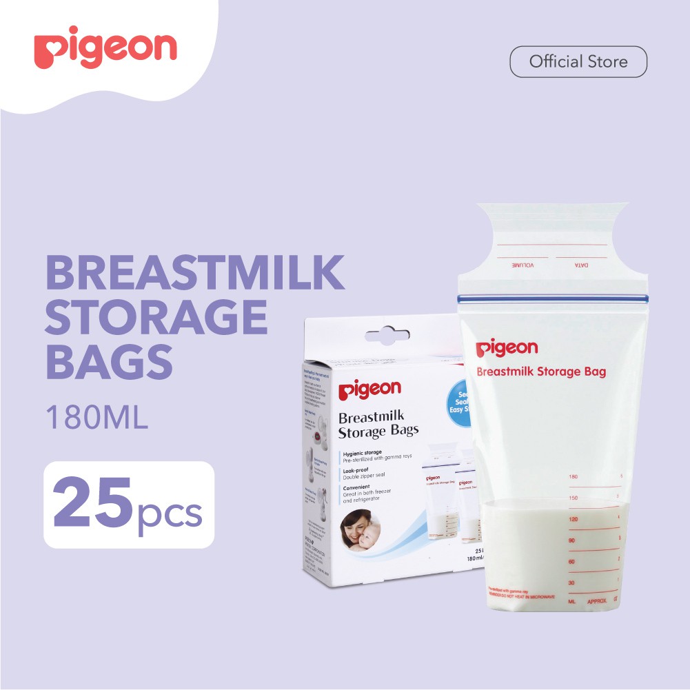 Kantong ASI Pigeon Steril Gamma 180ml Anti Bocor Segel Ganda Pack 25pcs