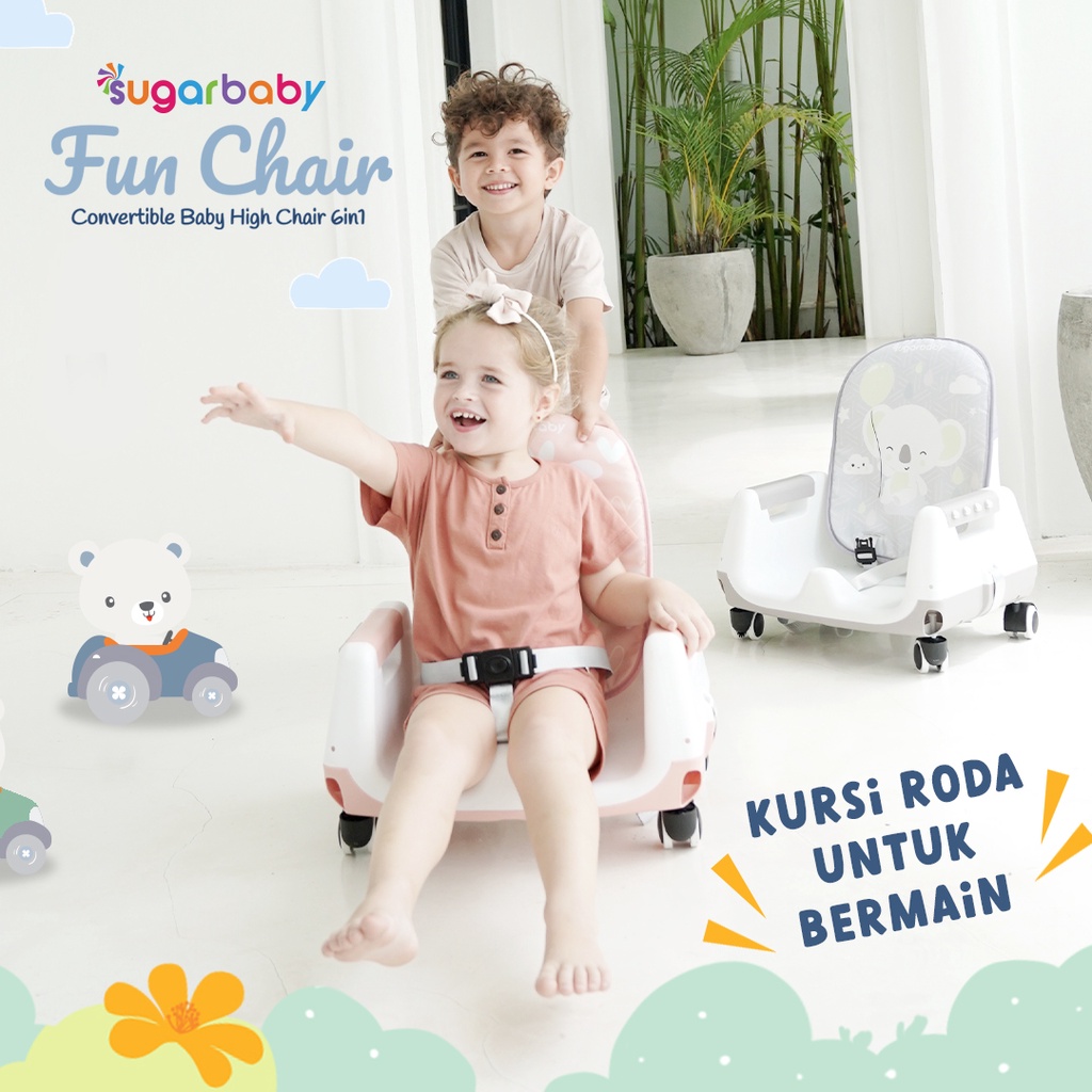 Sugarbaby Fun Chair Kursi Makan Bayi 6 in 1 Convertible High Chair Motif Animals Foto 5