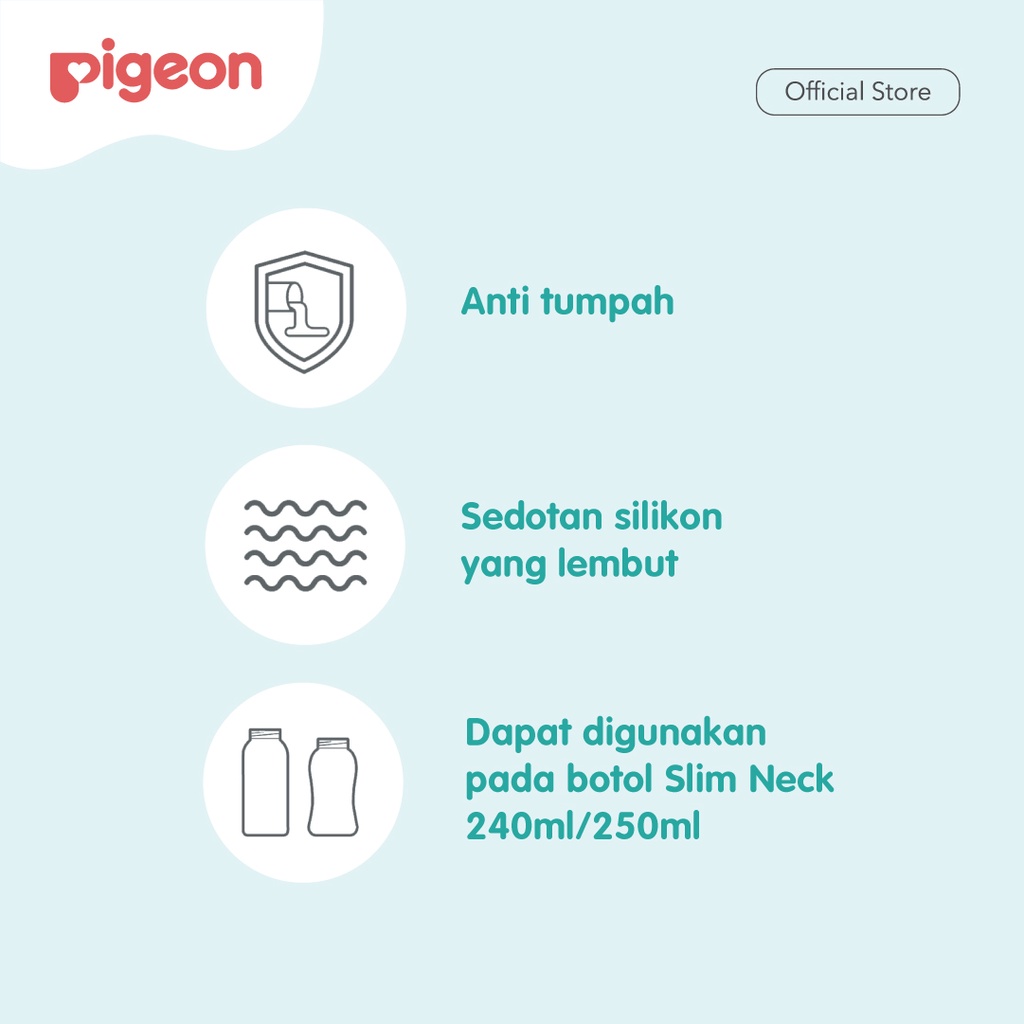 Pigeon Silicon Straw Top Sedotan Botol Bayi untuk Botol Slim Neck 240ml / 250ml Foto 3