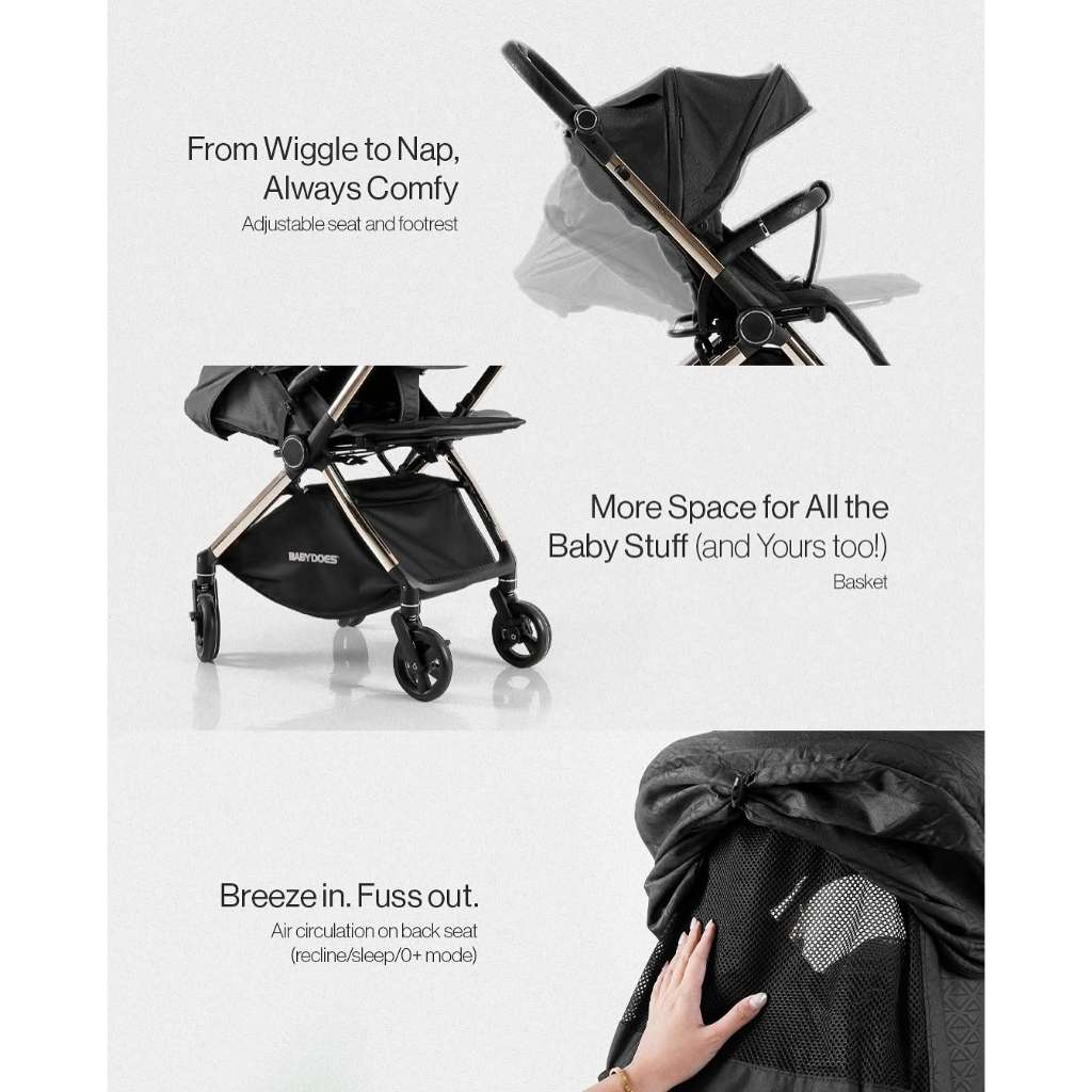 Babydoes Loops 4x2 Stroller Bayi Reversible Handle 2 Arah Suspensi Semua Roda Foto 4