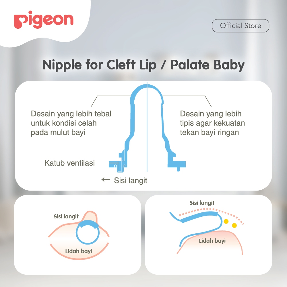 Botol Susu Pigeon PP 240ml Cleft Palate Baby dengan 2 Dot Small & Regular Foto 4