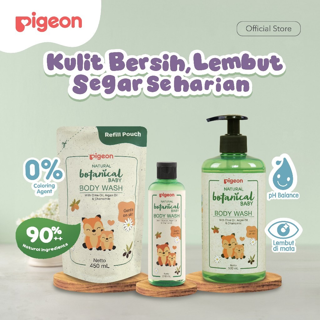 Pigeon Botanical Baby Body Wash Sabun Mandi Cair Bayi 450ml Hypoallergenic pH Balance