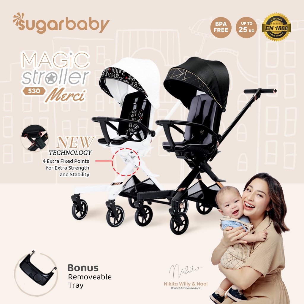 Sugarbaby Magic Stroller 530 Merci Kereta Dorong Bayi 2 Arah Kursi Putar 360 Derajat Foto 2
