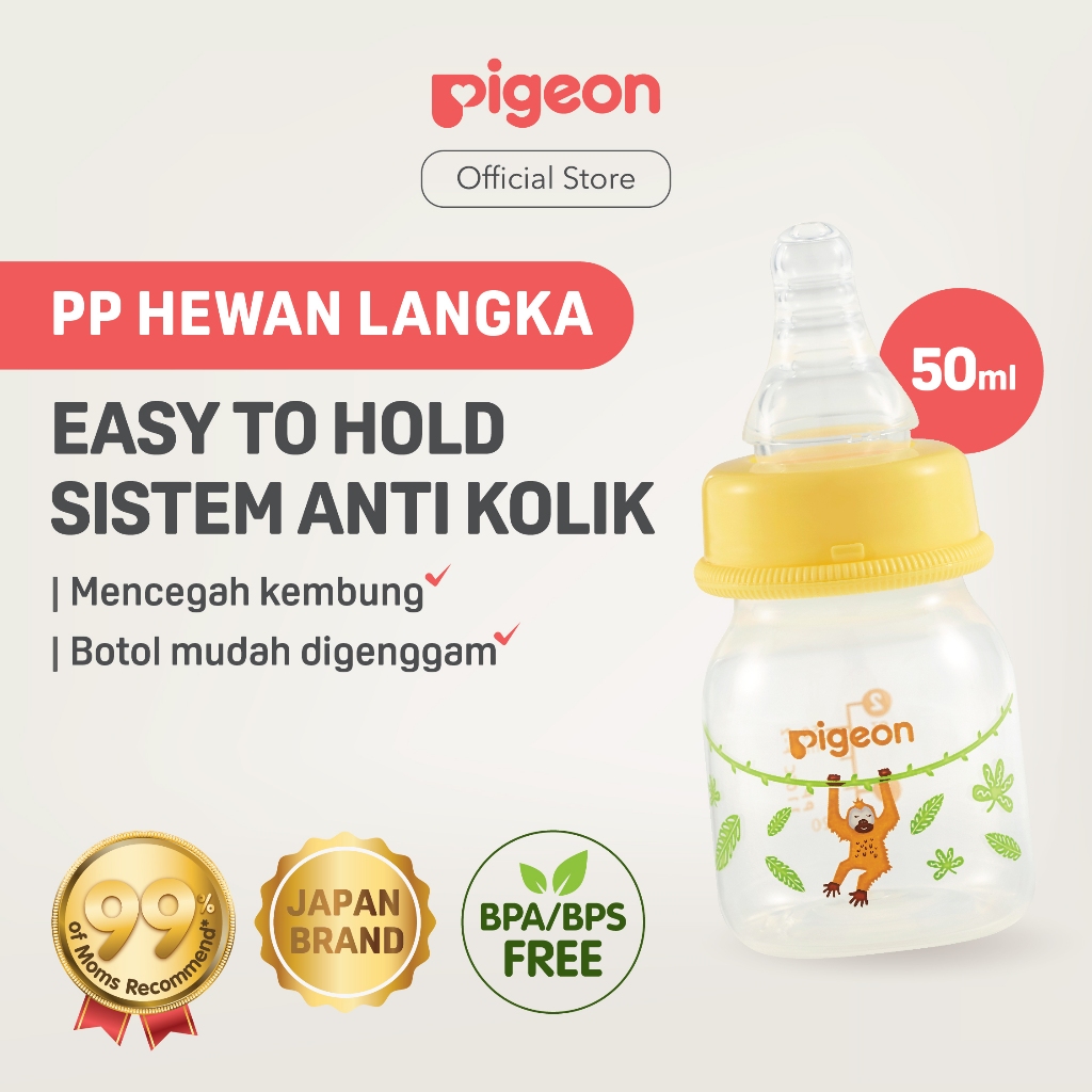 Botol Susu Bayi PIGEON Slim Neck PP RP 50ml Dot S-Type Anti Kolik BPA