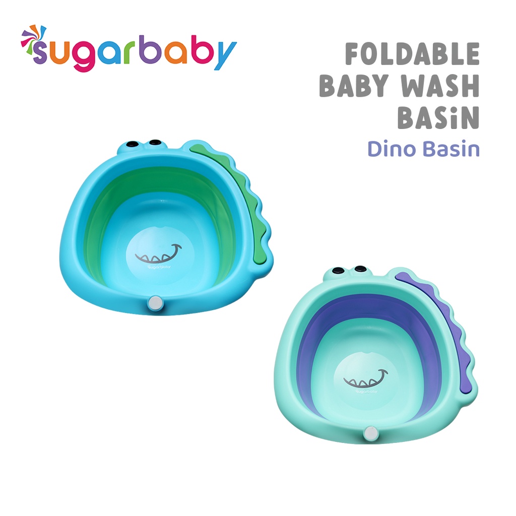 Sugar Baby Foldable Baby Wash Basin Ember Lipat Portable BPA Free Motif Dino Rabbit Foto 6
